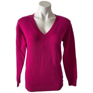 Banana Republic V-Neck Sweater Wool Cashmere Fuschia Small